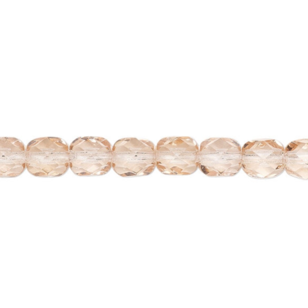 3/$15 Czech Glass Fire Polished Translucent Lt Rose 75 - 6mm Faceted Round Beads